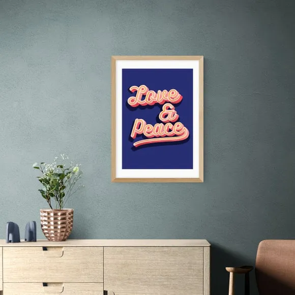 Love and Peace Wall Print - Blue
