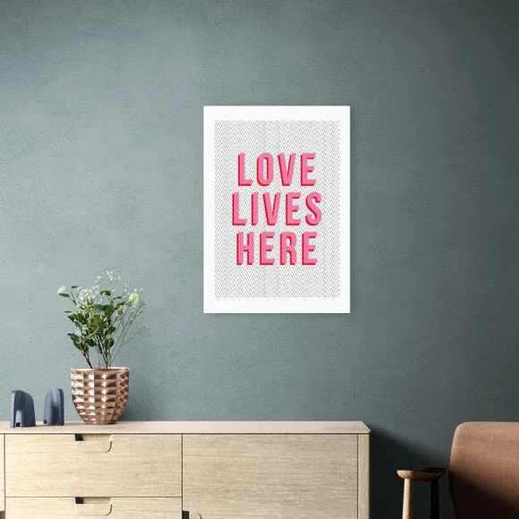 Love Lives Here Wall Print - Pink image