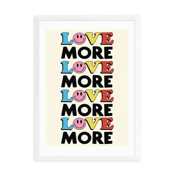 Love More Typographic Print - Multicolor