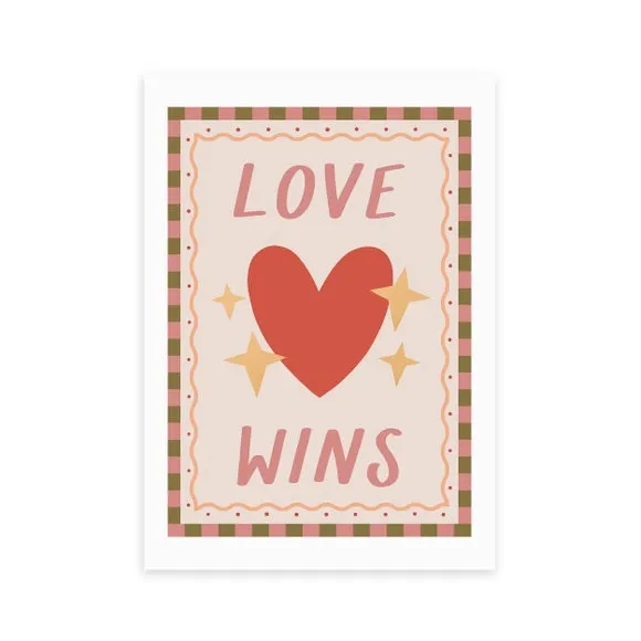 Love Wins Art Print - Pink, Archival Paper