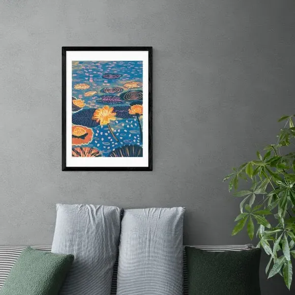 Magic Pond Wall Print - Blue, Watercolor