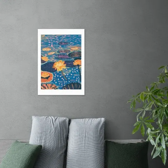 Magic Pond Wall Print - Blue, Watercolor image