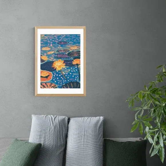 Magic Pond Wall Print - Blue, Watercolor