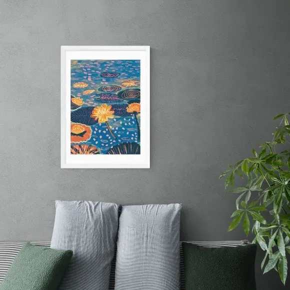 Magic Pond Wall Print - Blue, Watercolor