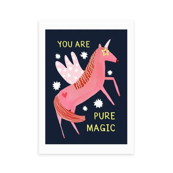 Magic Unicorn Wall Print - Pink