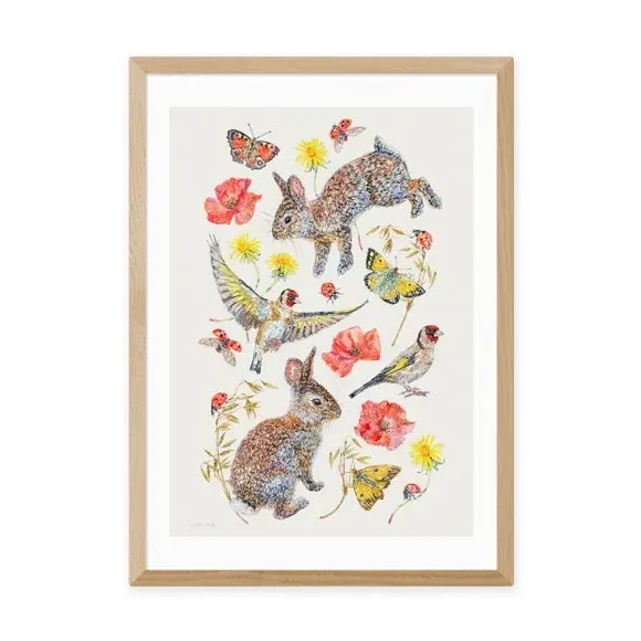 Meadow Birds Art Print - Multicolor