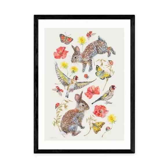Meadow Birds Art Print - Multicolor