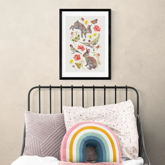 Meadow Birds Art Print - Multicolor