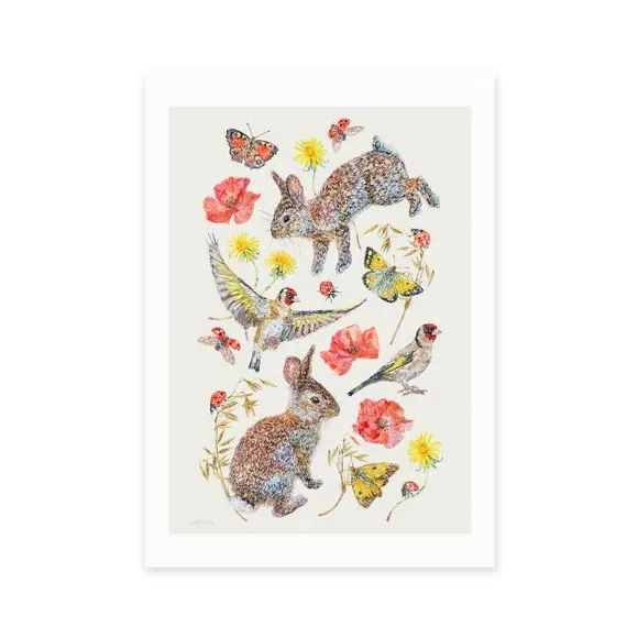 Meadow Birds Art Print - Multicolor