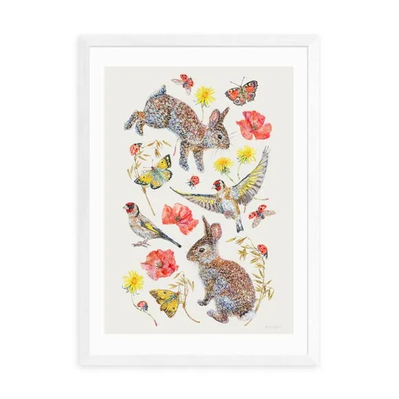 Meadow Birds Art Print - Multicolor