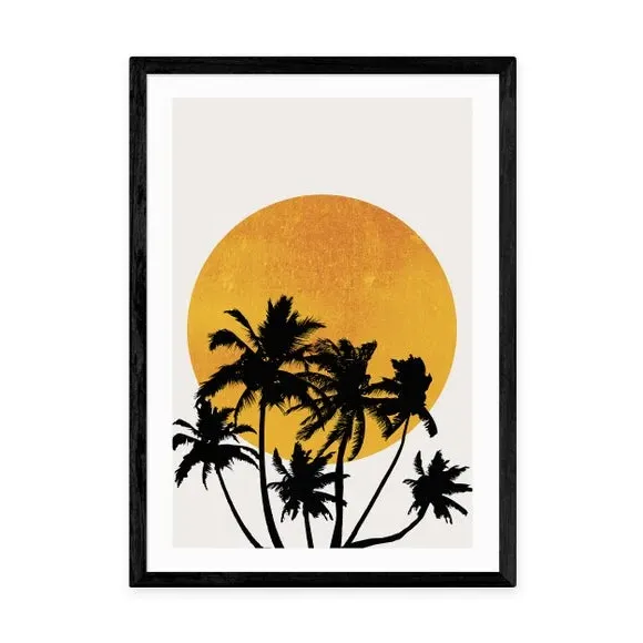 Miami Beach Sunset Wall Print - Yellow