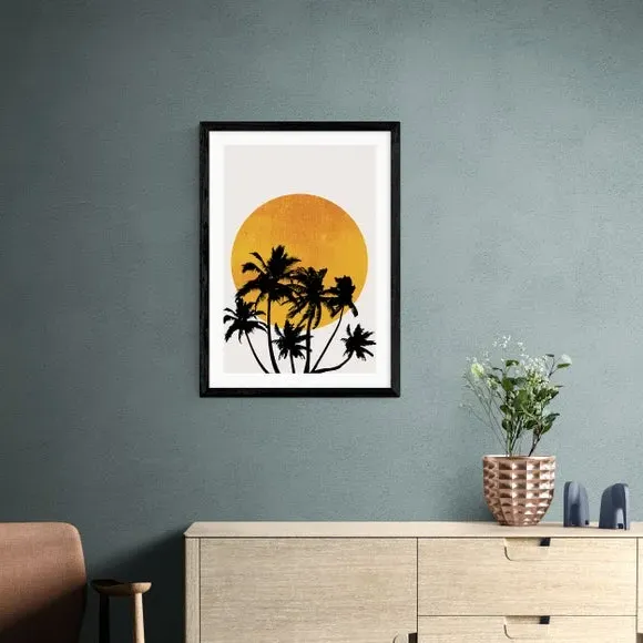 Miami Beach Sunset Wall Print - Yellow