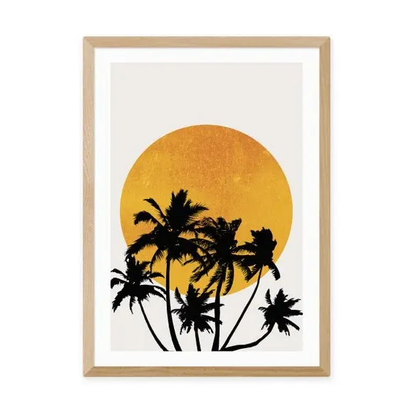 Miami Beach Sunset Wall Print - Yellow