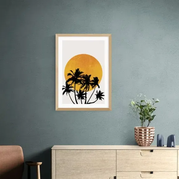 Miami Beach Sunset Wall Print - Yellow