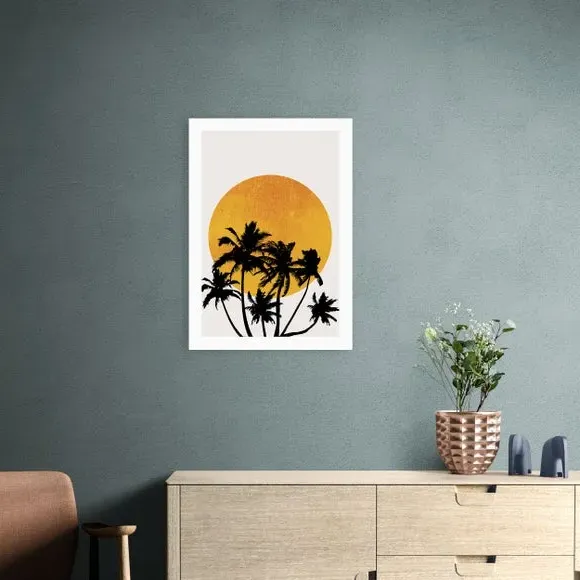 Miami Beach Sunset Wall Print - Yellow image