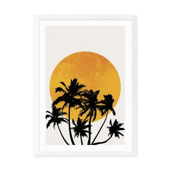 Miami Beach Sunset Wall Print - Yellow
