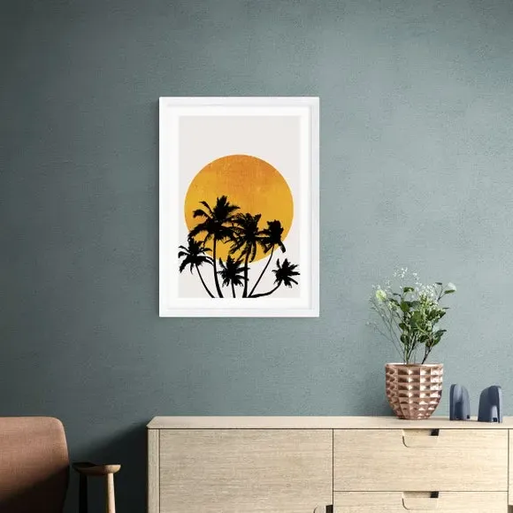 Miami Beach Sunset Wall Print - Yellow