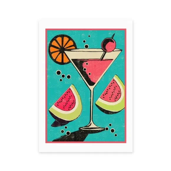 Miami Cocktail Wall Print - Multicolor, Paper