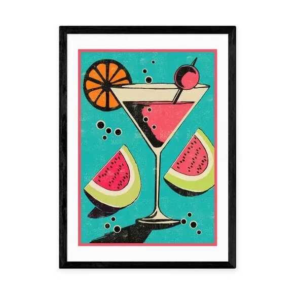 Miami Cocktail Wall Print - Multicolor, Paper