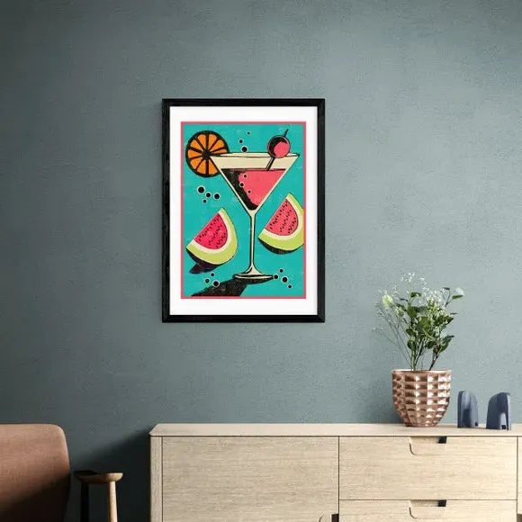 Miami Cocktail Wall Print - Multicolor, Paper