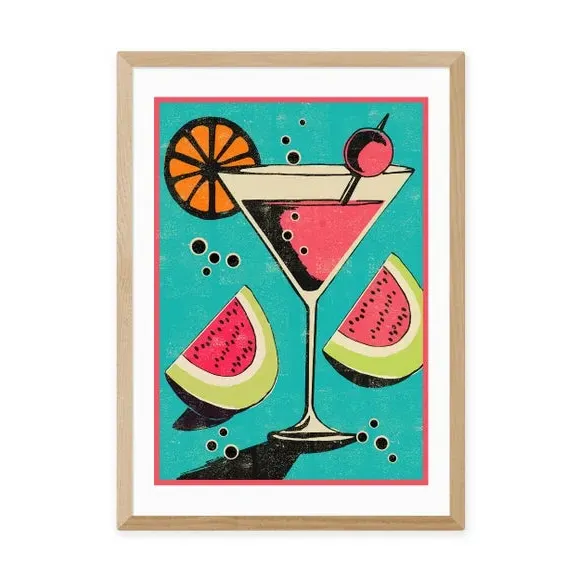 Miami Cocktail Wall Print - Multicolor, Paper