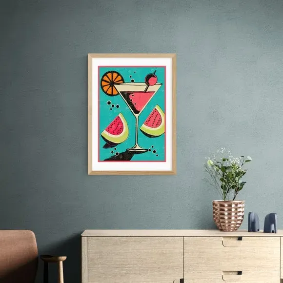 Miami Cocktail Wall Print - Multicolor, Paper