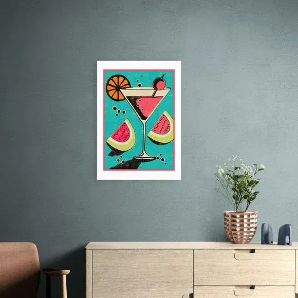 Miami Cocktail Wall Print - Multicolor, Paper image