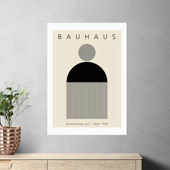 Minimal Bauhaus Wall Print - Black, Paper