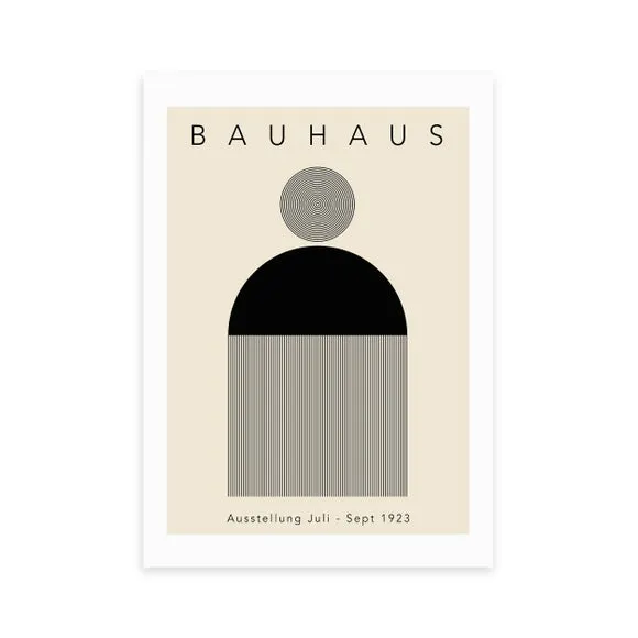 Minimal Bauhaus Wall Print - Black, Paper