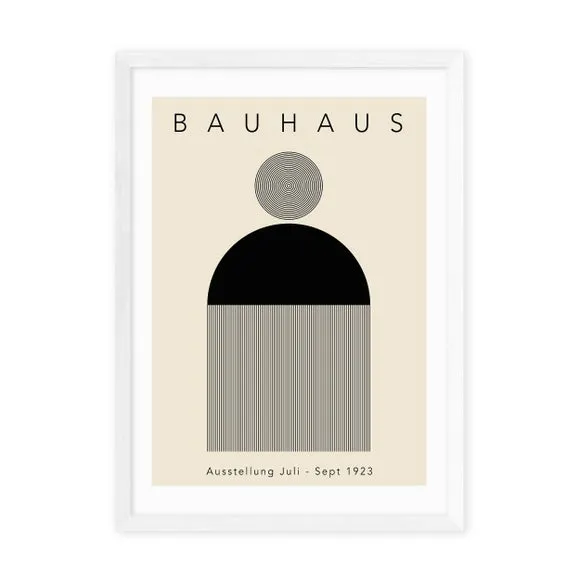 Minimal Bauhaus Wall Print - Black, Paper