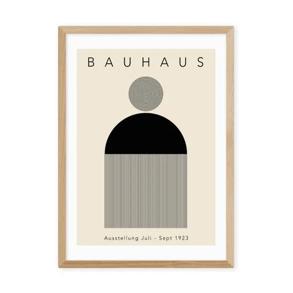 Minimal Bauhaus Wall Print - Black, Paper
