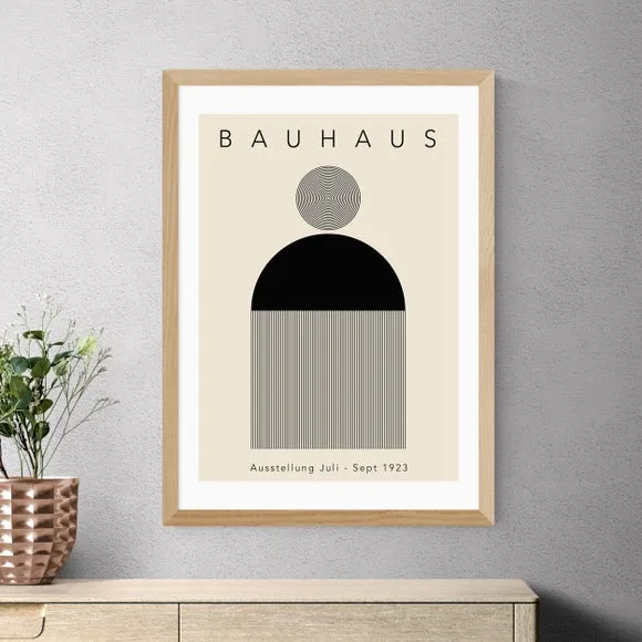 Minimal Bauhaus Wall Print - Black, Paper