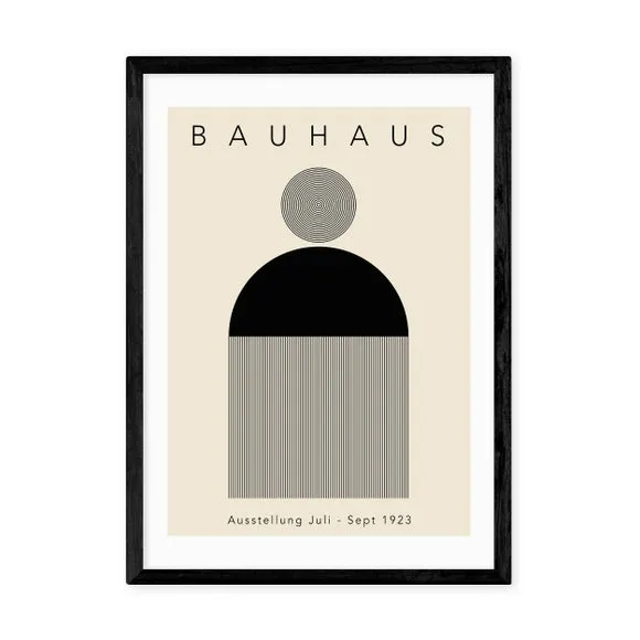 Minimal Bauhaus Wall Print - Black, Paper