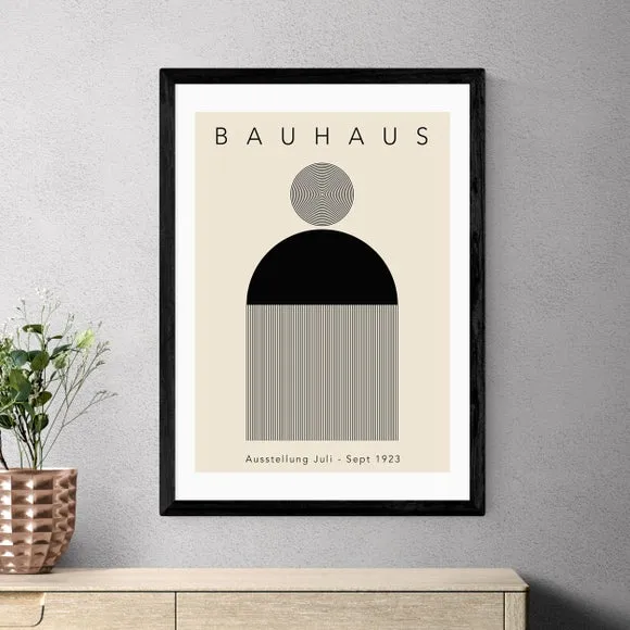 Minimal Bauhaus Wall Print - Black, Paper