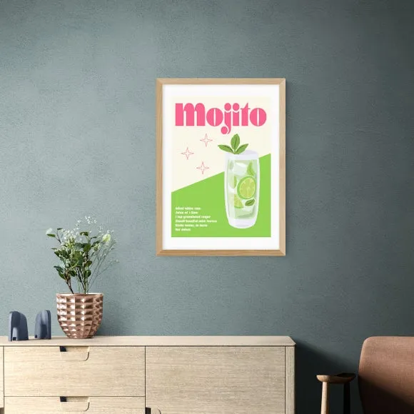 Mojito Cocktail Wall Print - Green