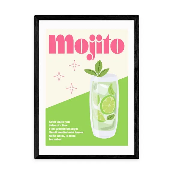 Mojito Cocktail Wall Print - Green