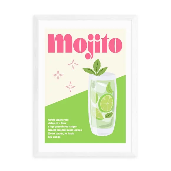 Mojito Cocktail Wall Print - Green