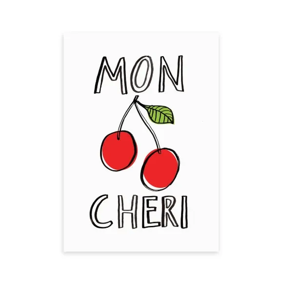 Mon Cheri Wall Print - Red, Paper