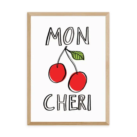 Mon Cheri Wall Print - Red, Paper