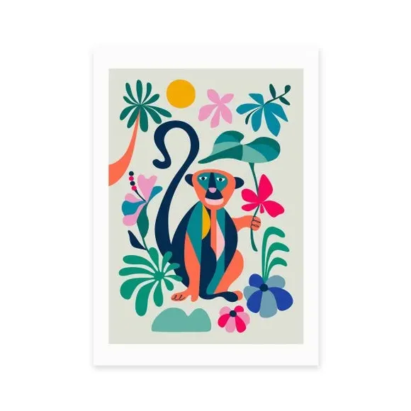 Monkey Wall Art Print - Multicolor