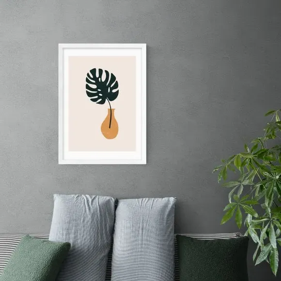 Monstera Vase Print - Multicolor, Paper