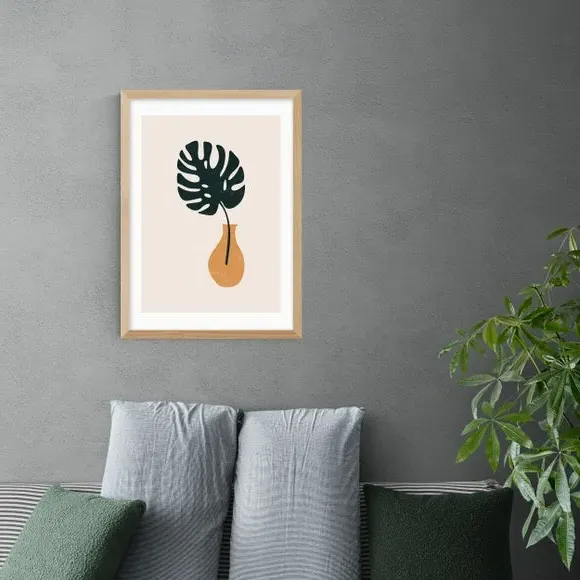Monstera Vase Print - Multicolor, Paper