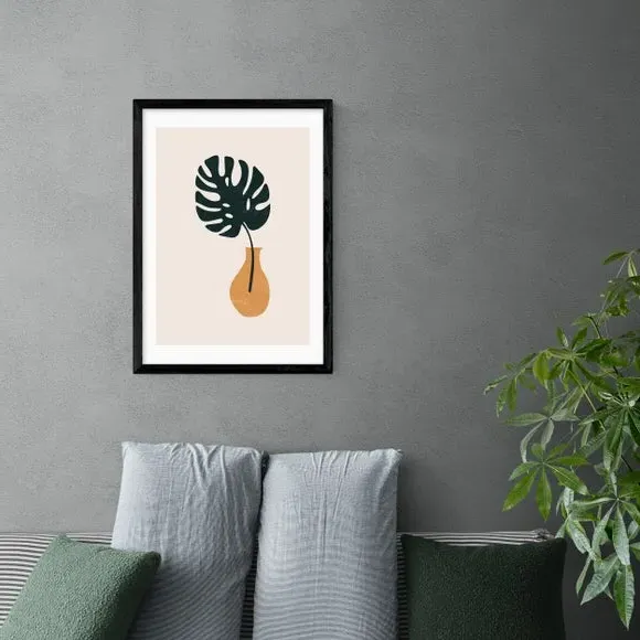 Monstera Vase Print - Multicolor, Paper