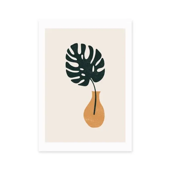 Monstera Vase Print - Multicolor, Paper image