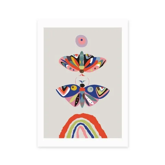 Moth Wall Print - Multicolor, Archival Paper