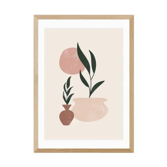 Muted Mauve Leaves Print - Multicolor, Paper