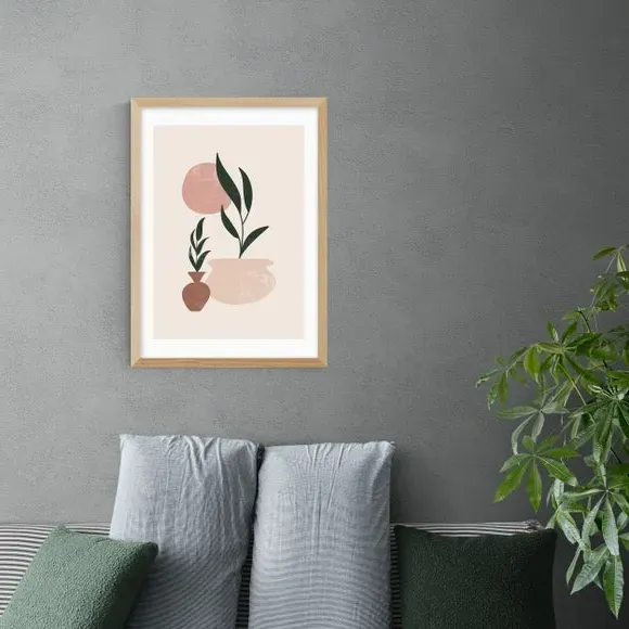 Muted Mauve Leaves Print - Multicolor, Paper