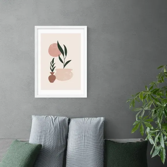 Muted Mauve Leaves Print - Multicolor, Paper