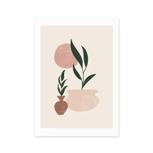 Muted Mauve Leaves Print - Multicolor, Paper image