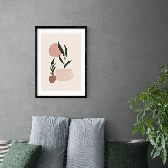Muted Mauve Leaves Print - Multicolor, Paper